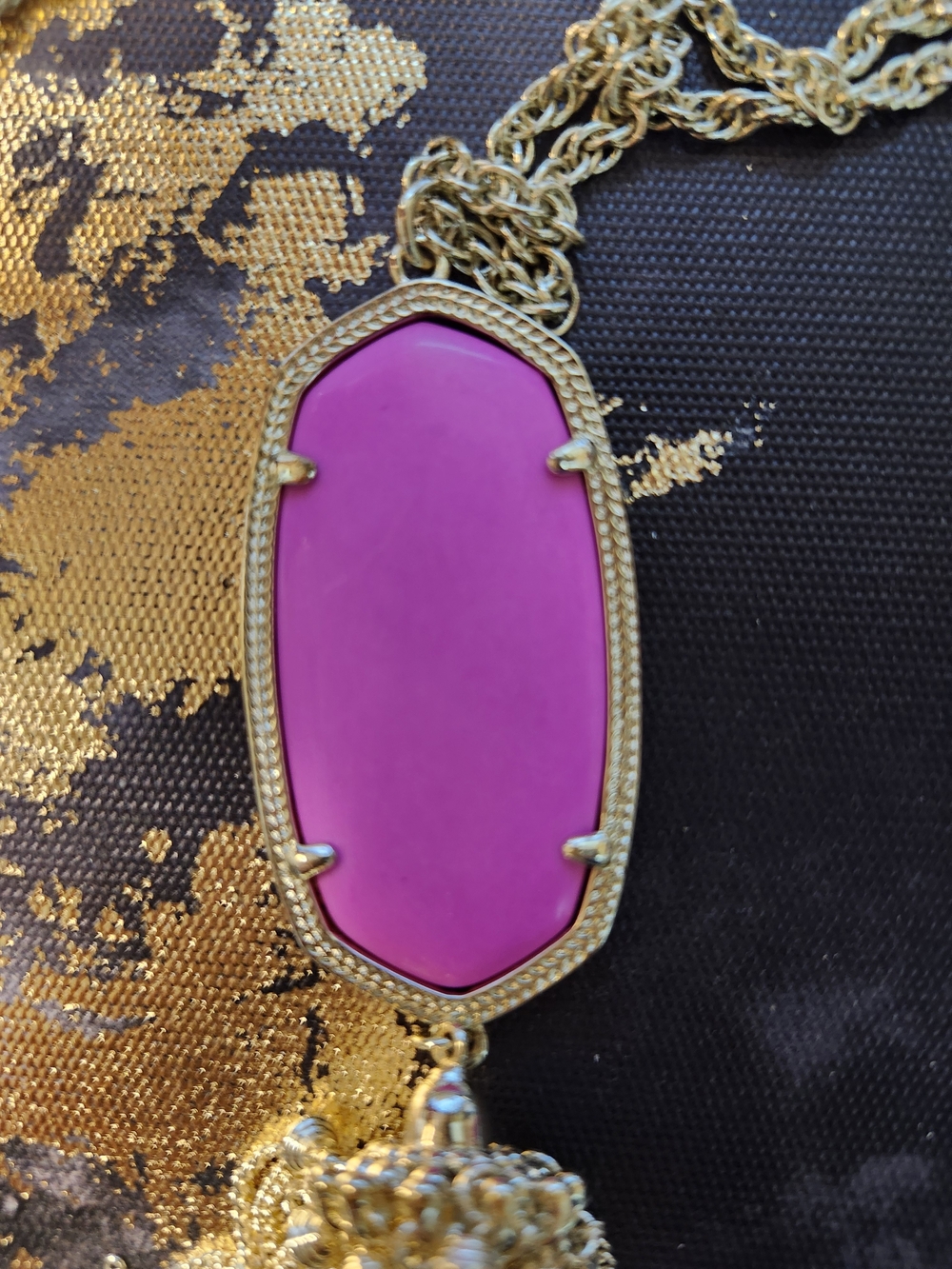 Kendra Scott Gold Tassel Necklace with Pink Pendant - Picture 11 of 16